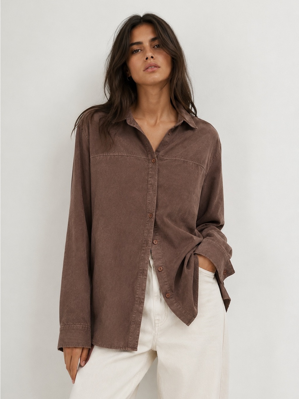 Liz Claiborne LizSport Brown Button Down Shirt Women’s Large Western Boho
